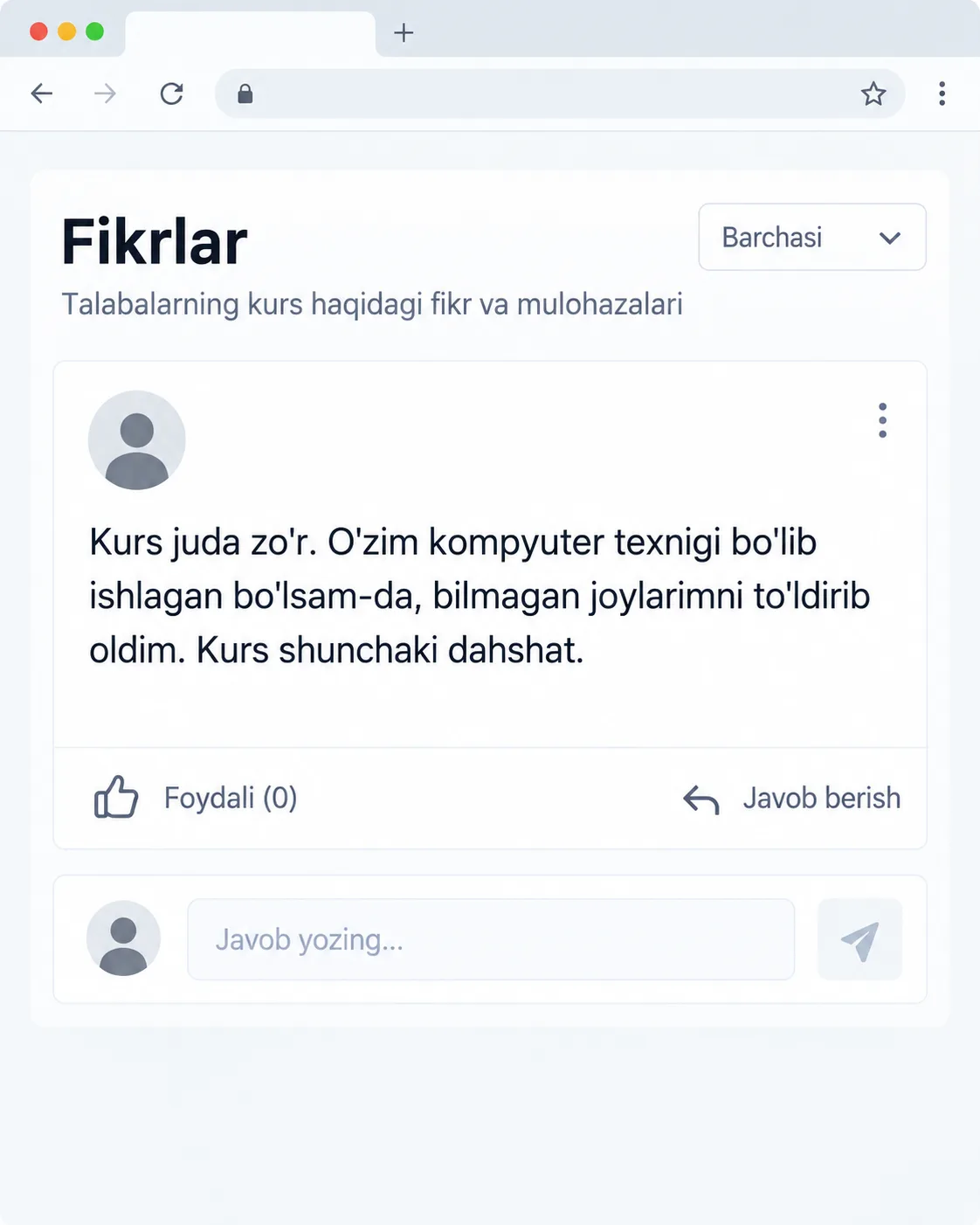 Shohjahon: Telegram'dagi fikr